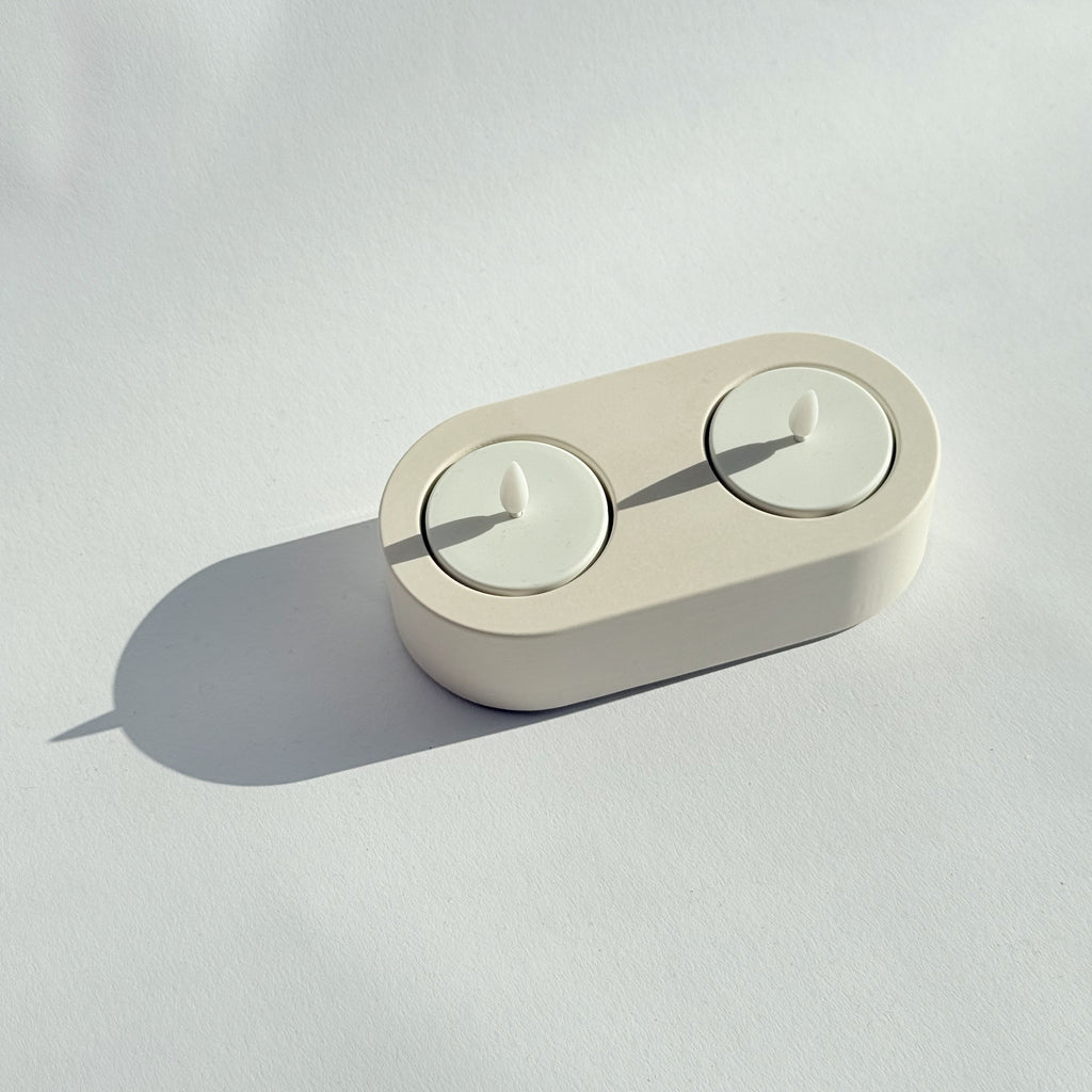 Tuikkuteline kahdelle LED-tuikulle, valkoinen
