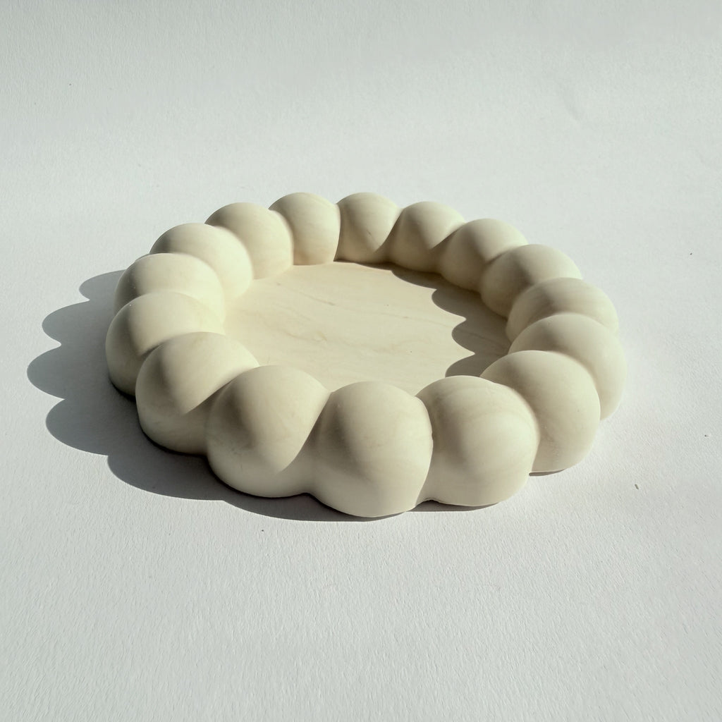 Pilvi lasinalunen/korulautanen, beige marmori