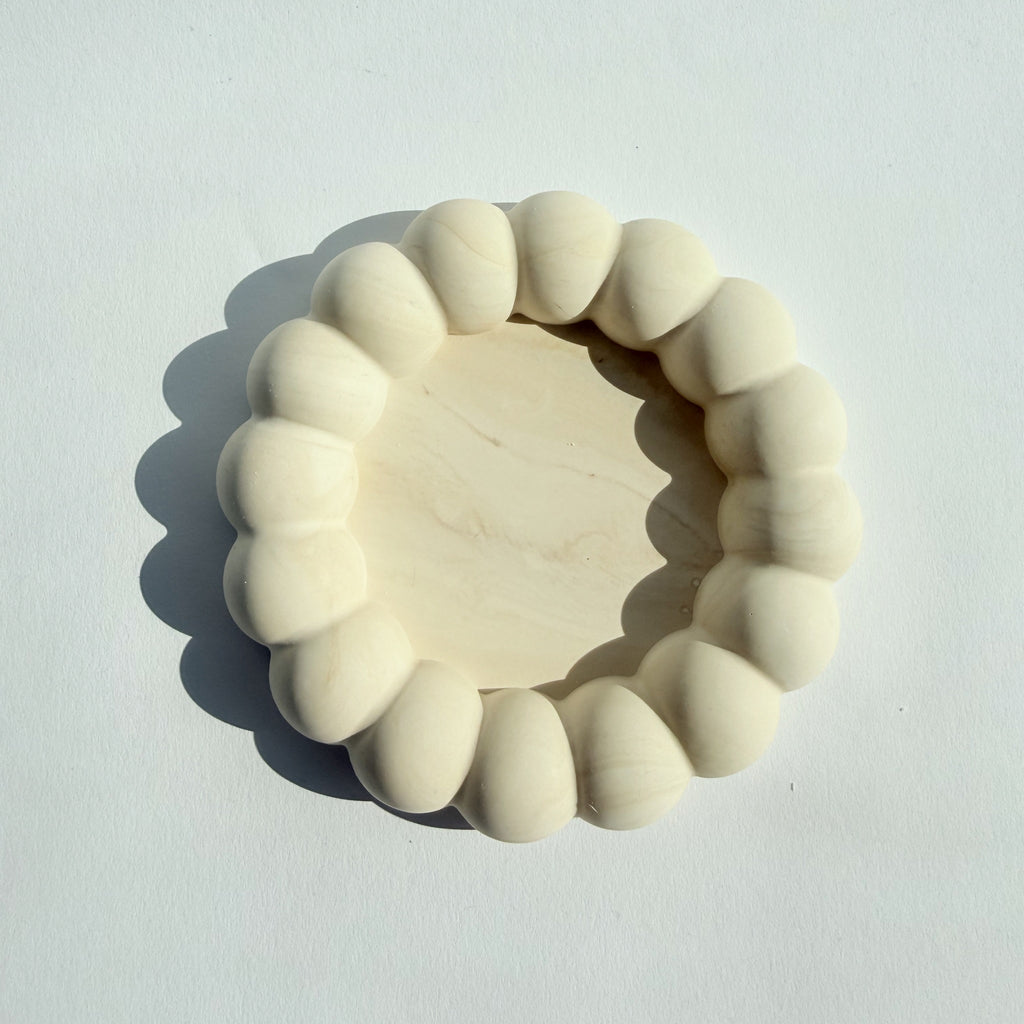 Pilvi lasinalunen/korulautanen, beige marmori